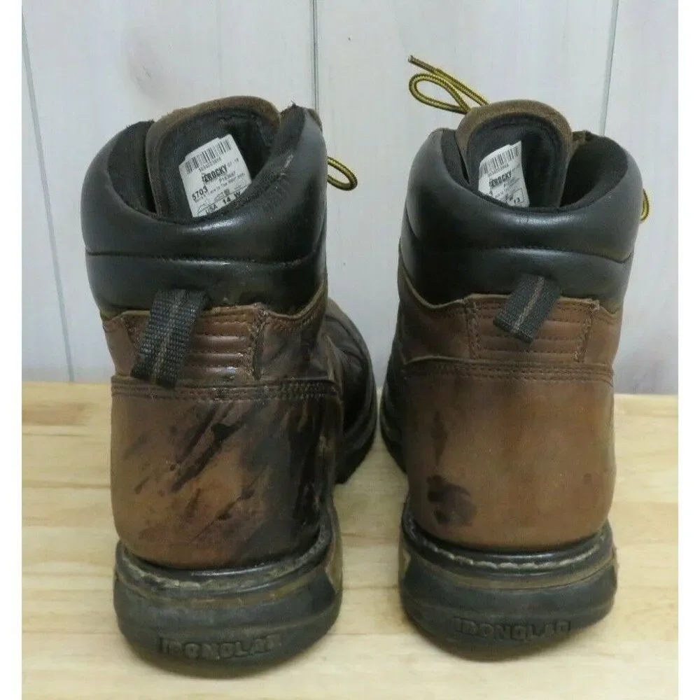 Mens‎ Rocky Ironclad Waterproof Boots 5703 Size 14 W Brown Leather Workwear